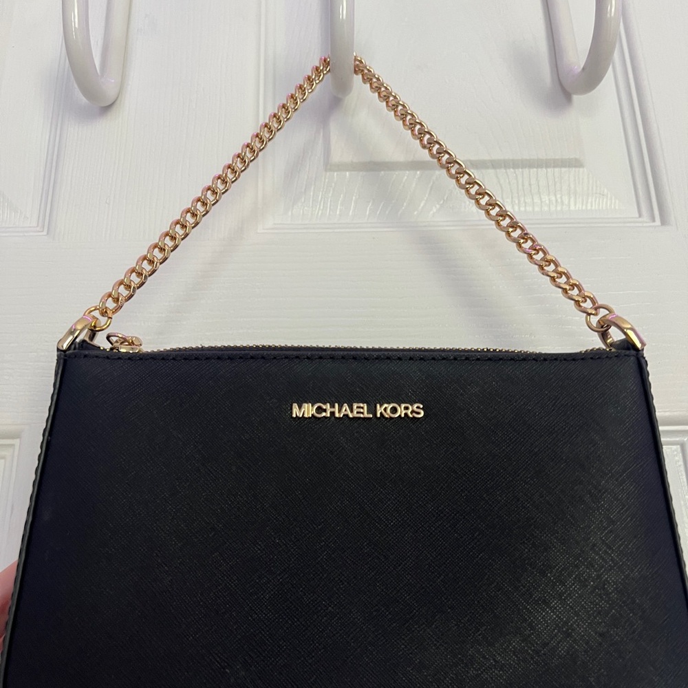 Michael Kors black shoulder bag with gold hardware